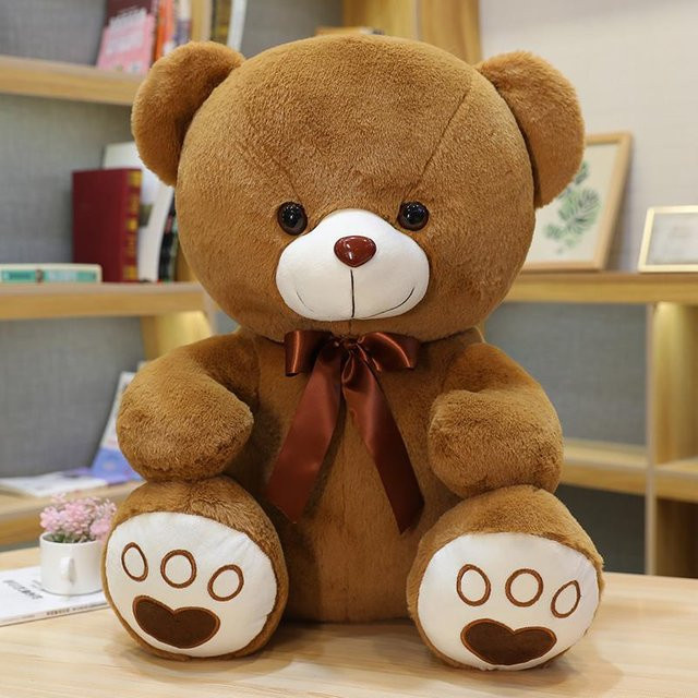 Kidsly Bow-Knot Teddybär Puppe, Stofftier Bär, dunkelbraun, 35cm - Bild 1