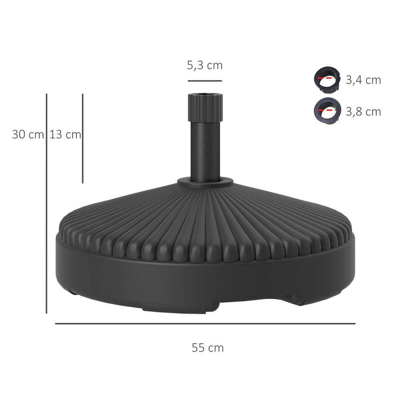 Outsunny Schirmständer aus Kunststoff in Schwarz, befüllbar bis 28 kg, B/H/L: 55 x 30 x 55 cm - Bild 4