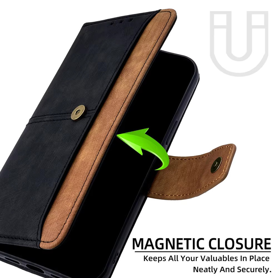 Handyhülle aus PU-Leder mit Metall-Schnallen-Abdeckung für OPPO A38 A36 A18 A16 A58 A58X A54S A55 A52 A92 A57 A15 in Grau - Bild 5