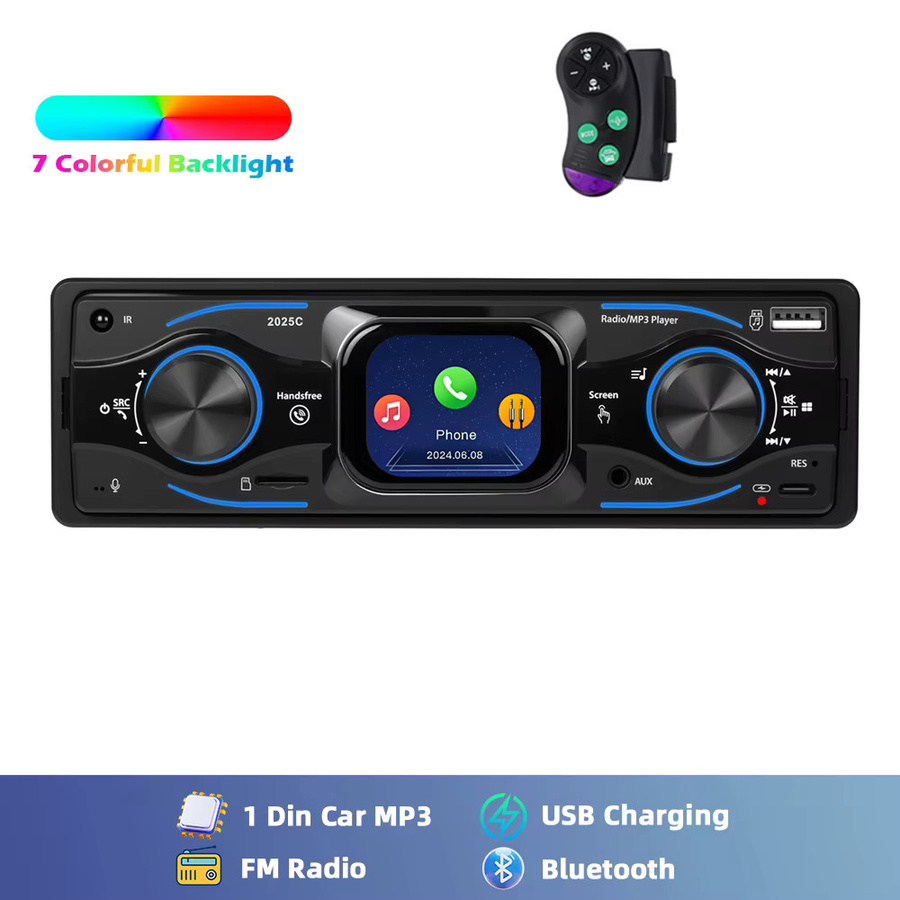 Podofo 1 Din Autoradio mit 2,17 Zoll Touchscreen, Bluetooth, FM-Empfänger, USB, SD, AUX IN und Fernbedienung in Schwarz - Bild 5