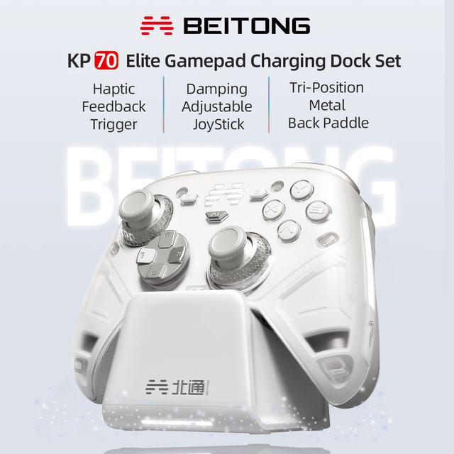 Beitong Kunpeng 70 Elite KI-verstärkter kabelloser Controller mit adaptiven Auslösern in Weiß für Nintendo Switch, PC und Mobilgeräte - Bild 1