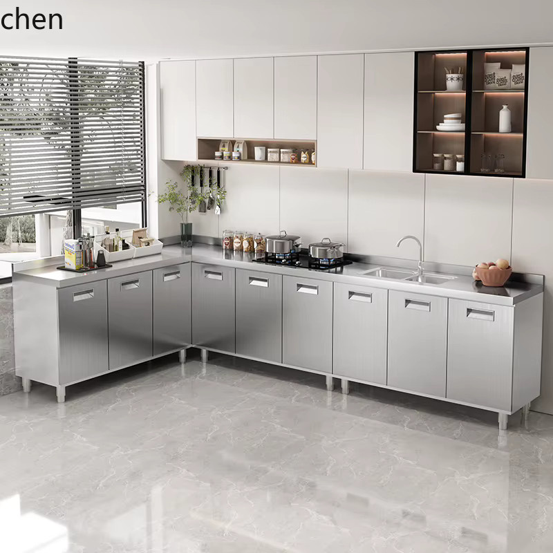 YXY Küchenschrank aus Edelstahl in Silber mit integrierten Schubladen und Türen für Landhausstil und kleine Wohnungen - Bild 2
