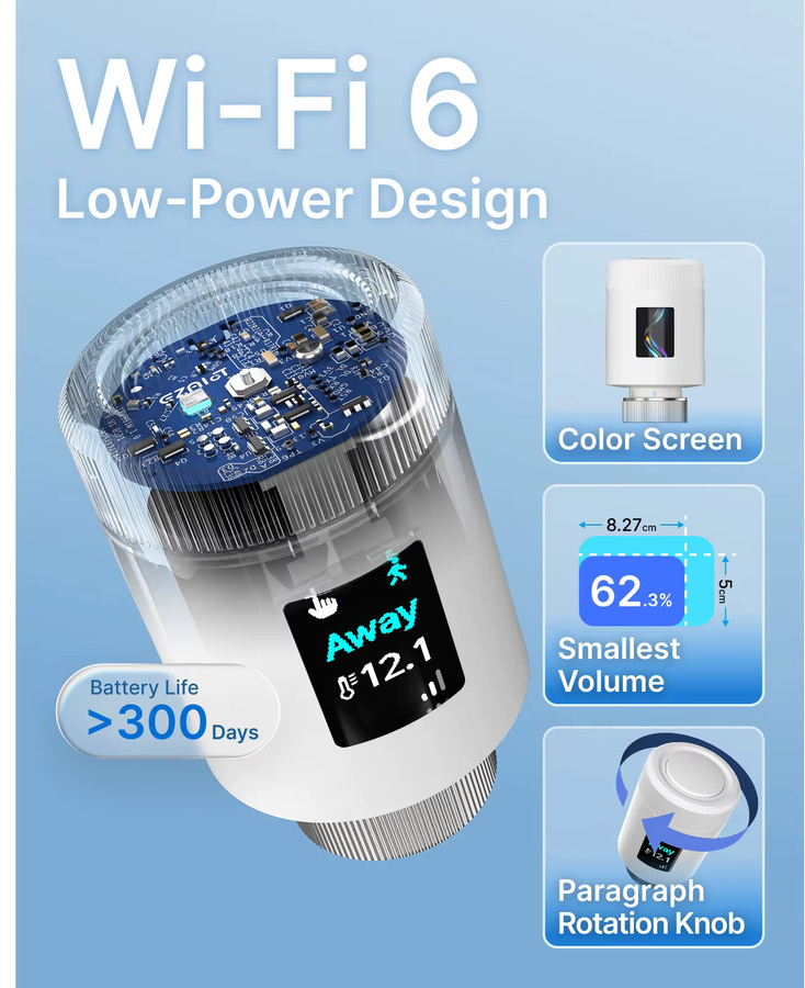 EZAIOT Tuya Smart WiFi6 Thermostatisches Heizkörperventil TRV in Weiß mit App-Steuerung und Smart Home Integration für Alexa und Google Home - Bild 2