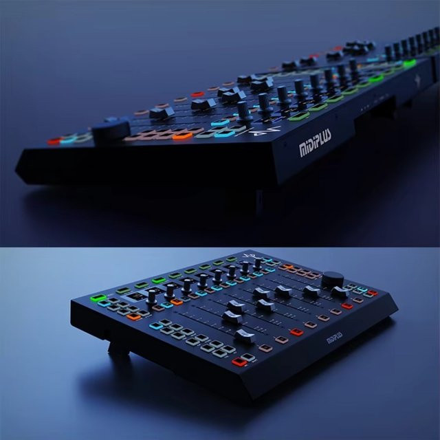 Midiplus Up+ MIDI-Controller mit acht taktilen motorisierten Fadern und Sequenzer als DAW-Steuerung in Schwarz - Bild 1