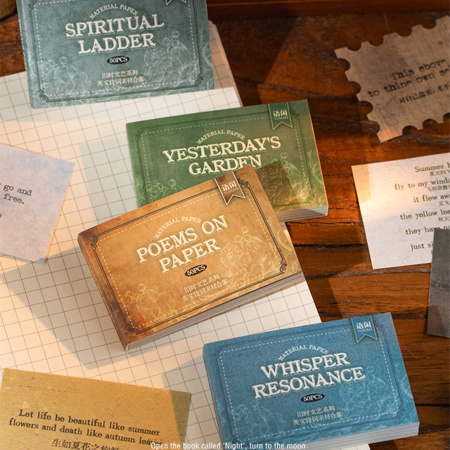 Mr. Paper 4er-Pack Vintage Ephemera Set in Multicolour – Retro-Collagenpapier mit englischen Poesie-Motiven für dein Tagebuch und DIY-Dekorationen - Bild 1