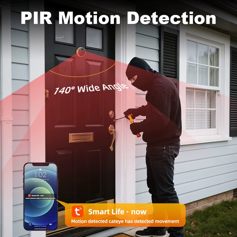 Awapow Smart Home Video Intercom Türklingel mit 3MP Tuya Guckloch Kamera, 1080P Auflösung und PIR Erkennung via Wifi - Bild 3