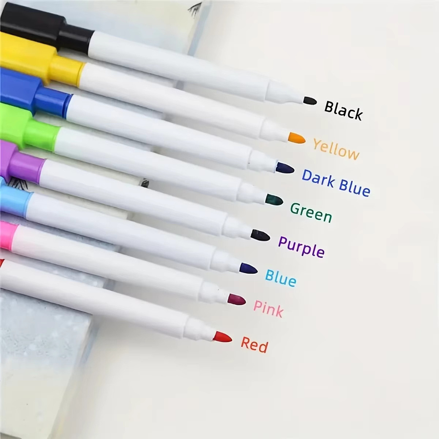 8er Set Whiteboard Marker mit Rundspitze in 8 Farben, trocken abwischbar, B/H: 11,3 x 1 cm - Bild 2