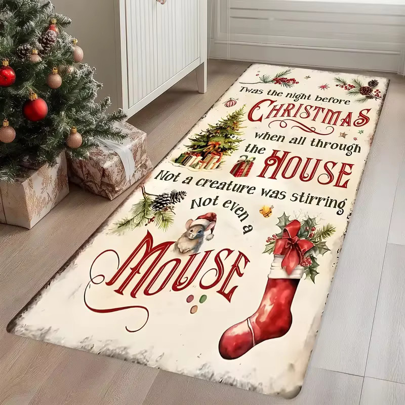 VIKAMA Weihnachtsteppich im Used-Look, weicher Läufer für Flur und Schlafzimmer, rutschfest, Mehrfarbig, B/T: 160 x 50 cm - Bild 5