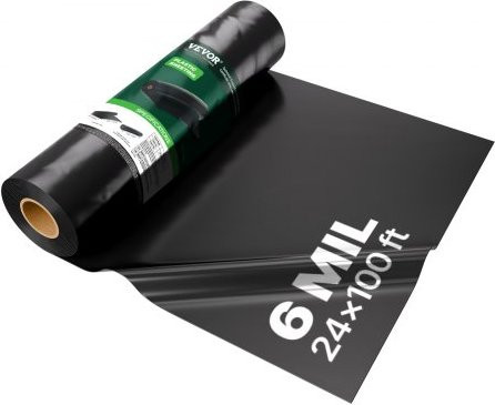 VEVOR PE Baufolie als schwarze Kunststoff-Abdeckplane und Malerplane, Breite: 7,31 m, Länge: 30,48 m - Bild 1