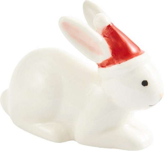 Rico Design Porzellan Hase mit Weihnachtsmütze in Weiß - Bild 1