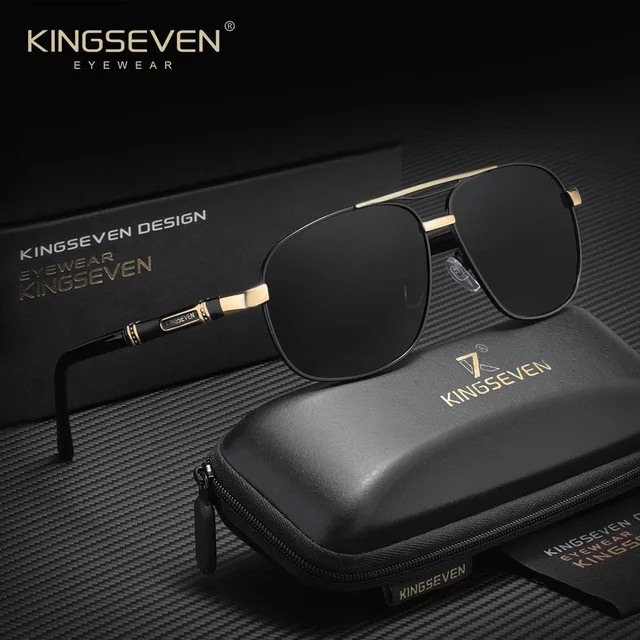 KINGSEVEN Sonnenbrille Rechteck, Vollrand, Schwarz, Unisex, polarisiert - Bild 1