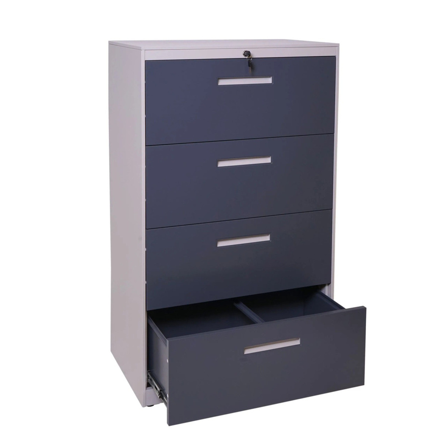 Proregal Hängeregisterschrank aus Stahl, abschließbarer Aktenschrank für A4, Grau-Dunkelgrau, H x B x T: 132 x 76 x 46 cm - Bild 2