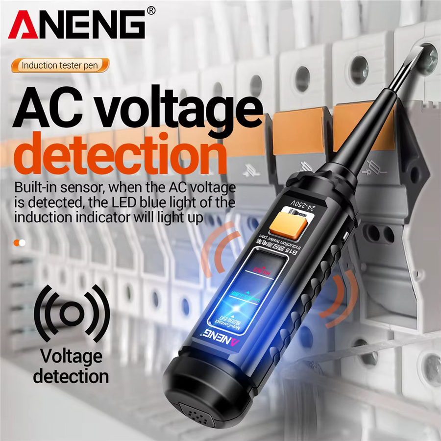ANENG B15 Induktions-Spannungsprüfer mit Farbanzeige und Licht in Schwarz - Bild 3