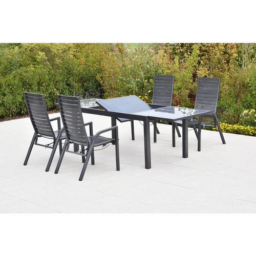 MERXX Gartenmöbel-Diningset Siros, 5-teilig, Aluminium und Glas, schwarz, B/T/H: 111,0 x 90,0 x 90,0 cm - Bild 2