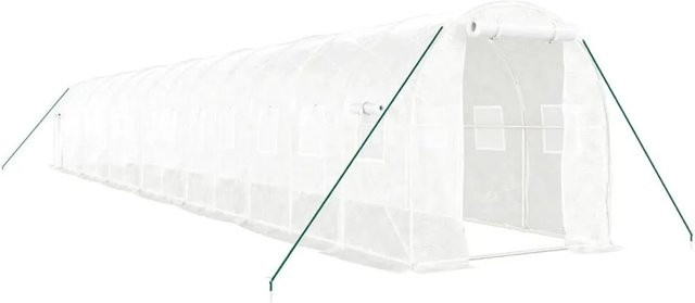 vidaXL Gewächshaus aus verzinktem Stahl in Weiß mit 28 m² Fläche, B/T/H: 14 x 2 x 2 m - Bild 1