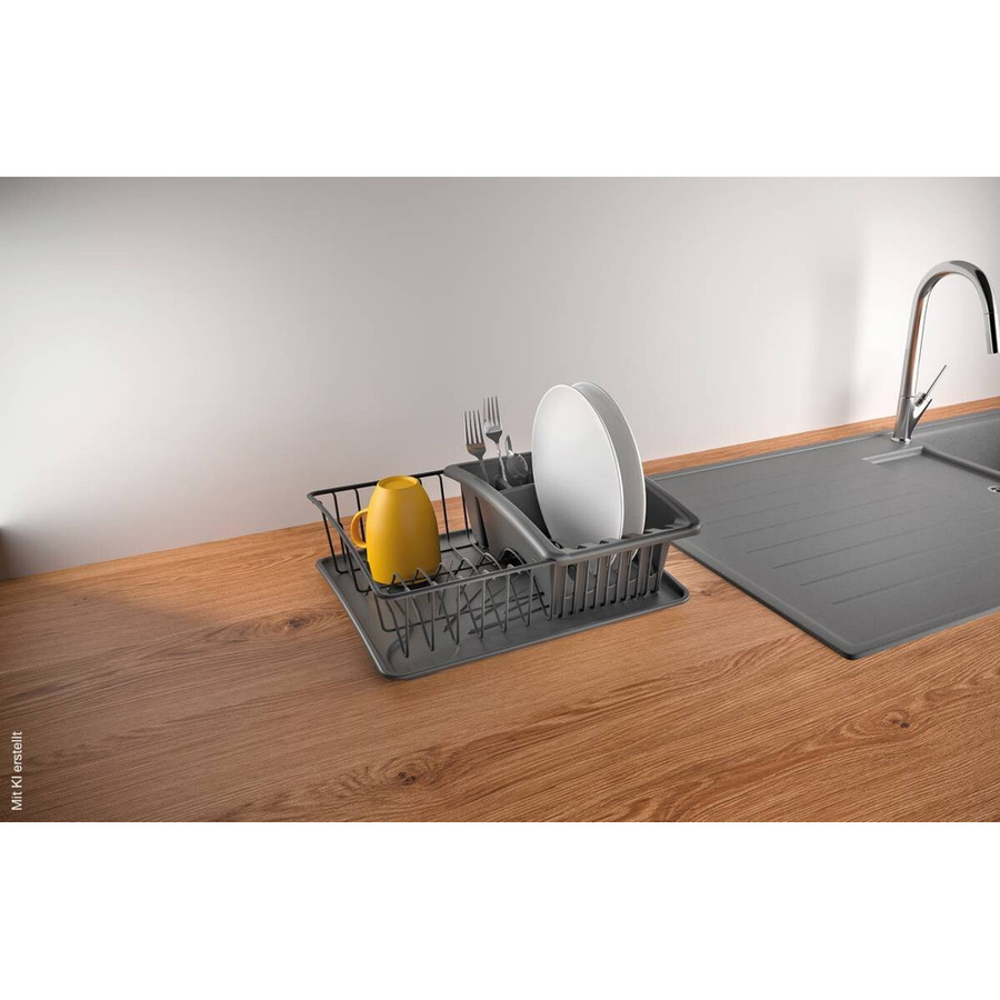 Metaltex Spülkorb Aquatex Plus mit Schale und Bestecksammler, Lava Mattschwarz, Metall, B/T/H: 35,0 x 30,0 x 12,0 cm - Bild 4