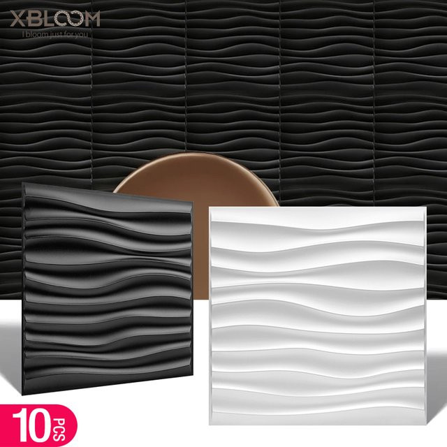 XBLOOM 10er Set 3D Wandpaneele Welle Esports Design Diamant Mosaik Wandaufkleber Weiß, Breite: 30 cm - Bild 1