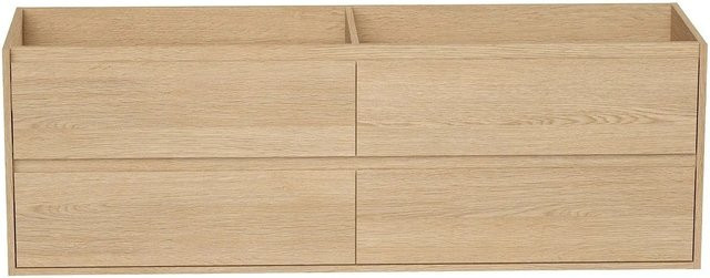 Waschbeckenunterschrank Milipam in Beige mit Eichenholzfurnier, Breite: 150 cm - Bild 1