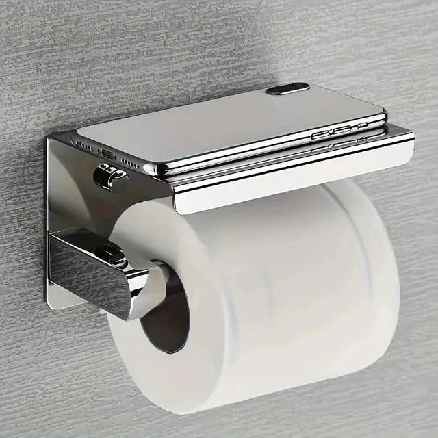 YANKE Badezimmer-Papierhalter aus Edelstahl in Silber zur Wandmontage ohne Bohren - Bild 1