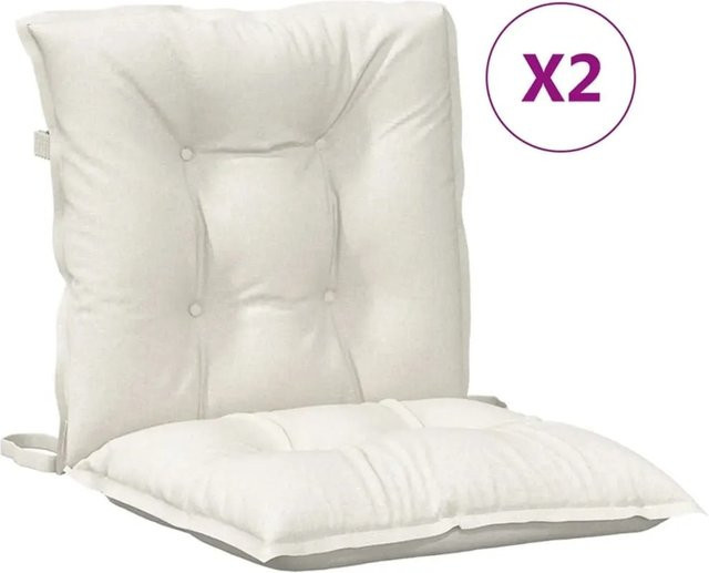 vidaXL Niedriglehner-Auflagen 2er-Set Melange Creme, UV-beständig und rutschfest, B/T/H: 100 x 50 x 7 cm - Bild 1