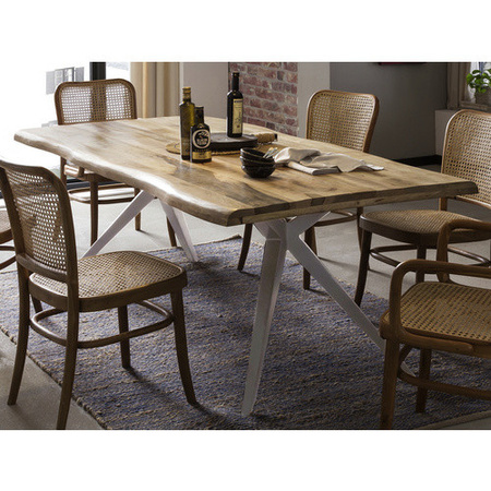 SIT Esstisch TABLES & CO aus Mango-Holz und Metall in Silber und Braun, Höhe: 78 cm, Tiefe: 90 cm