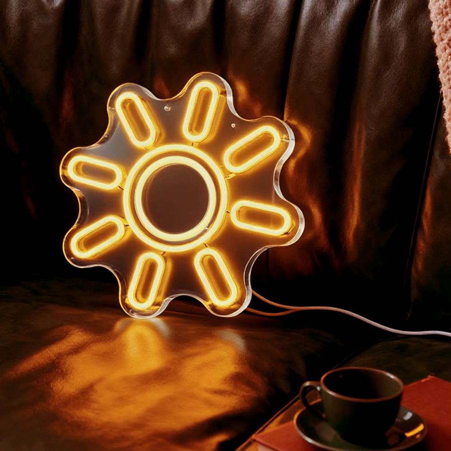 Gelbe LED-Neonleuchte in Sonnenform für moderne Heimdekoration und Kinderzimmer - Bild 5