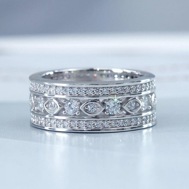 YIRAN Jewelry Trauringe, Silber, Messing, Zirkonia, Kristall, Damen - Bild 1
