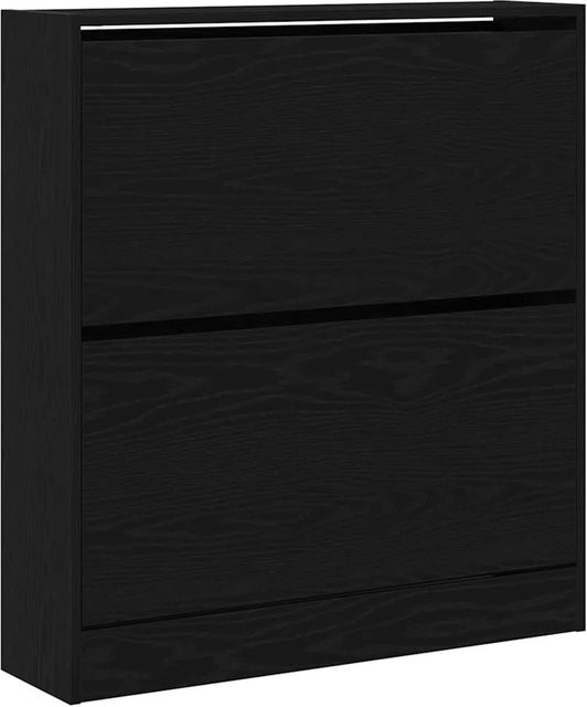 vidaXL Schuhschrank Schwarze Eiche aus Holzwerkstoff, B/T/H: 80 x 21 x 87,5 cm - Bild 1