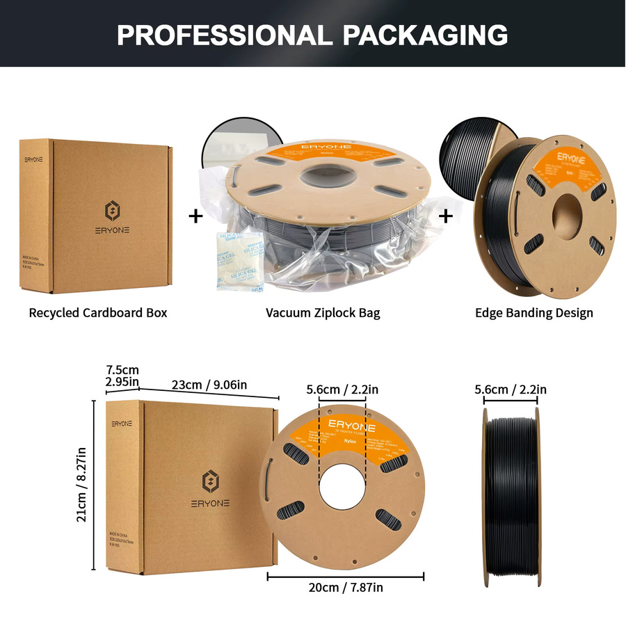 Eryone Nylon-PA6-Filament für FDM 3D-Drucke, 3 kg, Transparent und Schwarz - Bild 5