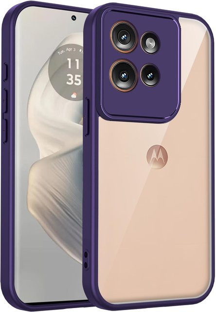 Stoßfeste Handyhülle für Motorola Thinkphone 25 in Transparent mit galvanisiertem Bumper und matter Rückseite - Bild 1