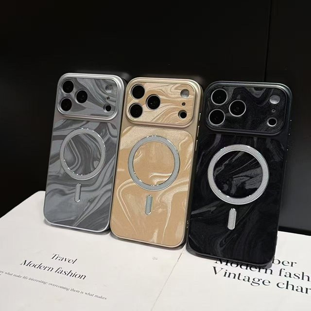 Stoßfeste Wasserwellen Schutzhülle mit kabelloser Ladefunktion für iPhone 13, 14, 15, 16 Pro und 17 Pro Max, Farbe: Grau - Bild 1