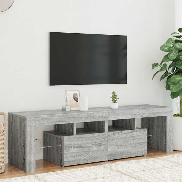 vidaXL TV-Schrank modern mit LED-Beleuchtung in Grau Sonoma-Eiche, B/T/H: 140 x 36,5 x 40 cm - Bild 2