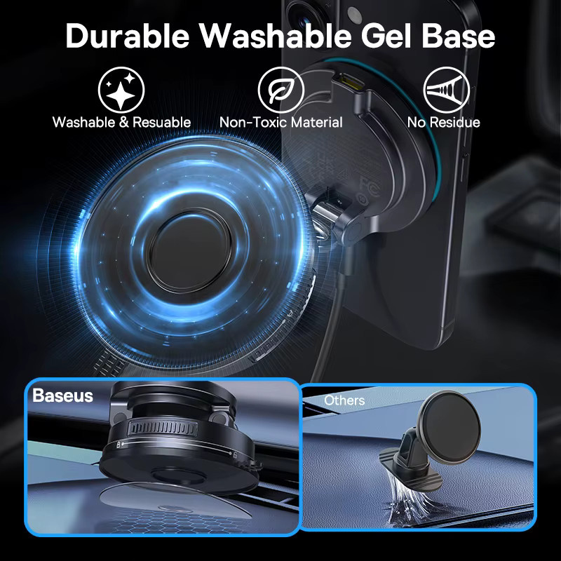 Baseus Magnetische Autohalterung mit kabellosem Vakuum-Ladegerät und 360 Grad Rotation für iPhone in Schwarz oder Silber - Bild 5