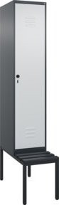 C+P Spind Classic PLUS Garderobenschrank mit Sitzbank, 1 Abteil, Schwarzgrau, B/T/H: 212,0 x 40,0 x 81,5 cm - Bild 1