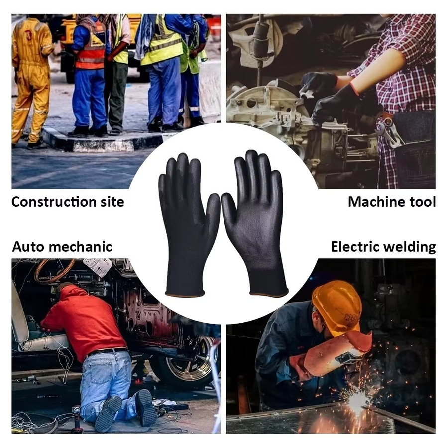 Arbeitshandschuhe aus Polyurethan mit Nylon- und Baumwollbeschichtung in Grau und Schwarz - Bild 5