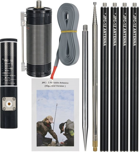 HAMGEEK JPC-12 High-End Kurzwellenantenne für Outdoor und Balkon, 7 MHz-50 MHz, 100 W, Schwarz - Bild 1