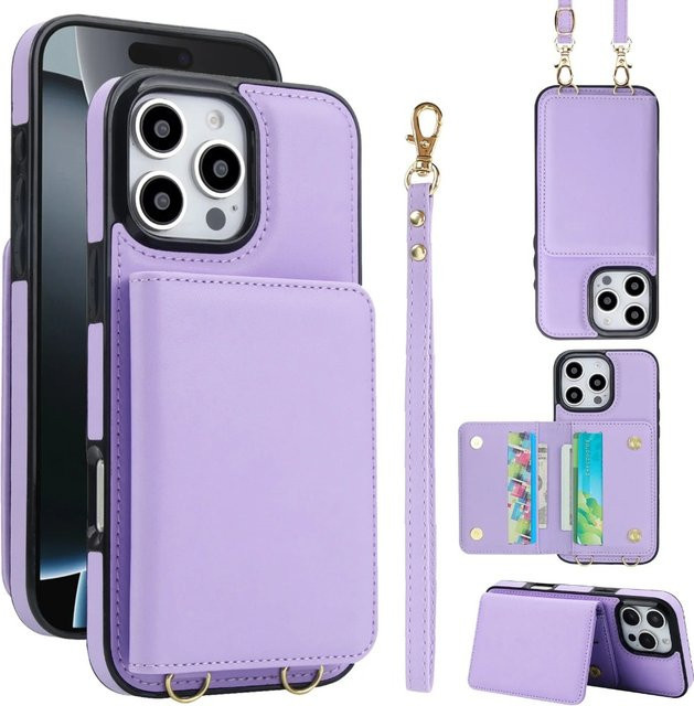 Apple Crossbody Handyhülle mit RFID-blockierendem Kartenhalter für iPhone 16e 16 Pro Max 15 14 13 12 Mini 11 X XS SE in Weiß - Bild 1