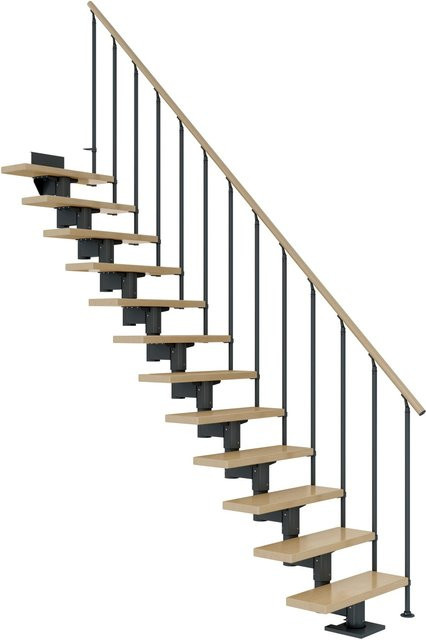 Dolle Mittelholmtreppe Cork Gerade in Ahorn und Anthrazit, Breite: 75 cm, Höhe: 270 cm - Bild 1