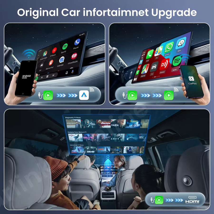 CarlinKit 4.0 Pro Wireless CarPlay und Android Auto Adapter mit HDMI-Eingang für TV-Stick, TV-Box, PS4, PS5, Xbox und Mini-PC, Schwarz - Bild 2