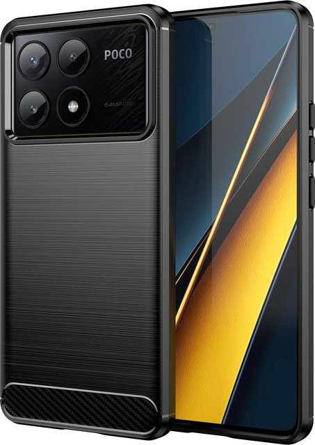 Xiaomi Handyhülle aus weichem TPU Silikon mit Carbon Faser Optik in Schwarz für Mi POCO X6 X5 X4 X3 Pro NFC M5S M3 M5 M4 Pro F3 F4 F5 F6 Pro - Bild 1
