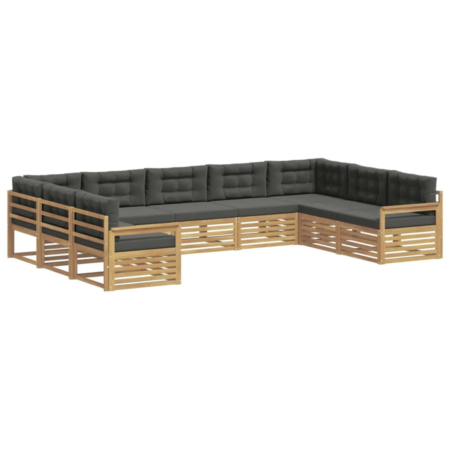 vidaXL Outdoor-Sofagarnitur 9-teilig aus Massivholz Akazie in Anthrazit und Weiß mit Polstern im U-Shape Design - Bild 2