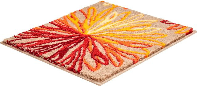 Rutschfeste Badematte mit Grafikdesign in Orange, Beige und Multicolour aus 100% Polyacryl, rechteckig und für Fußbodenheizung geeignet - Bild 1