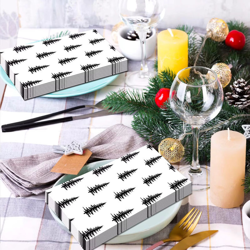 20 Stück Weihnachts Servietten aus Papier in Schwarz mit Sternen-Motiv für deine Party - Bild 3