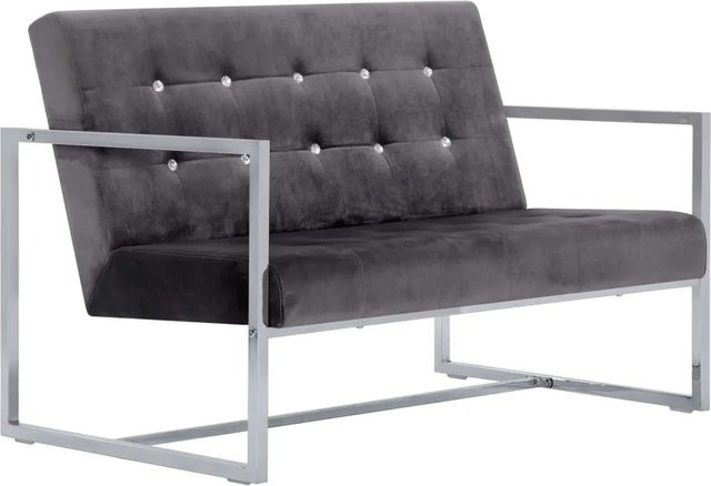 vidaXL 2-Sitzer-Sofa aus Samt in Grau mit Chrom-Elementen und Holzrahmen - Bild 1