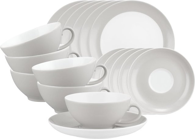 Seltmann Weiden Teeservice Liberty Pure Colors aus Porzellan, 18er Set, Weiß - Bild 1