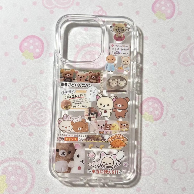 Rilakkuma Croissant Handyhülle für iPhone 11 bis iPhone 17 Pro Max mit transparenter Rückseite - Bild 1