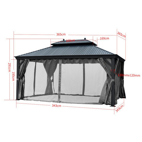 Jet-Line Gartenpavillon Bagdad aus Aluminium mit Hardtop aus Metall in Anthrazit, B/T/H: 365 x 291 x 365 cm - Bild 2