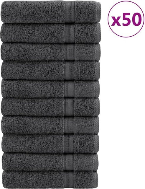 vidaXL Premium Handtücher aus Baumwolle, 50 Stück, Anthrazit, B: 50 cm, L: 100 cm, 600 g/m2 - Bild 1