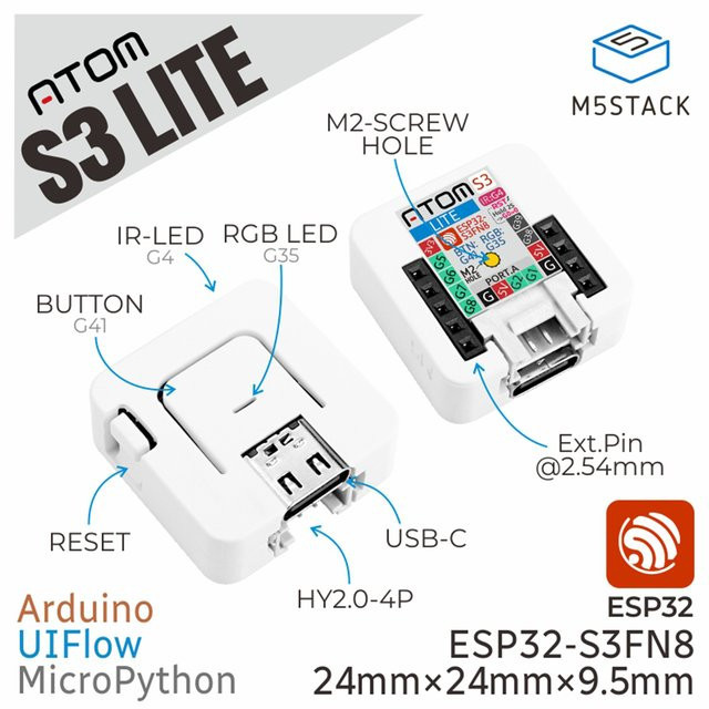 M5Stack ATOMS3 Lite ESP32S3 Entwicklungsboard in Weiß - Bild 1