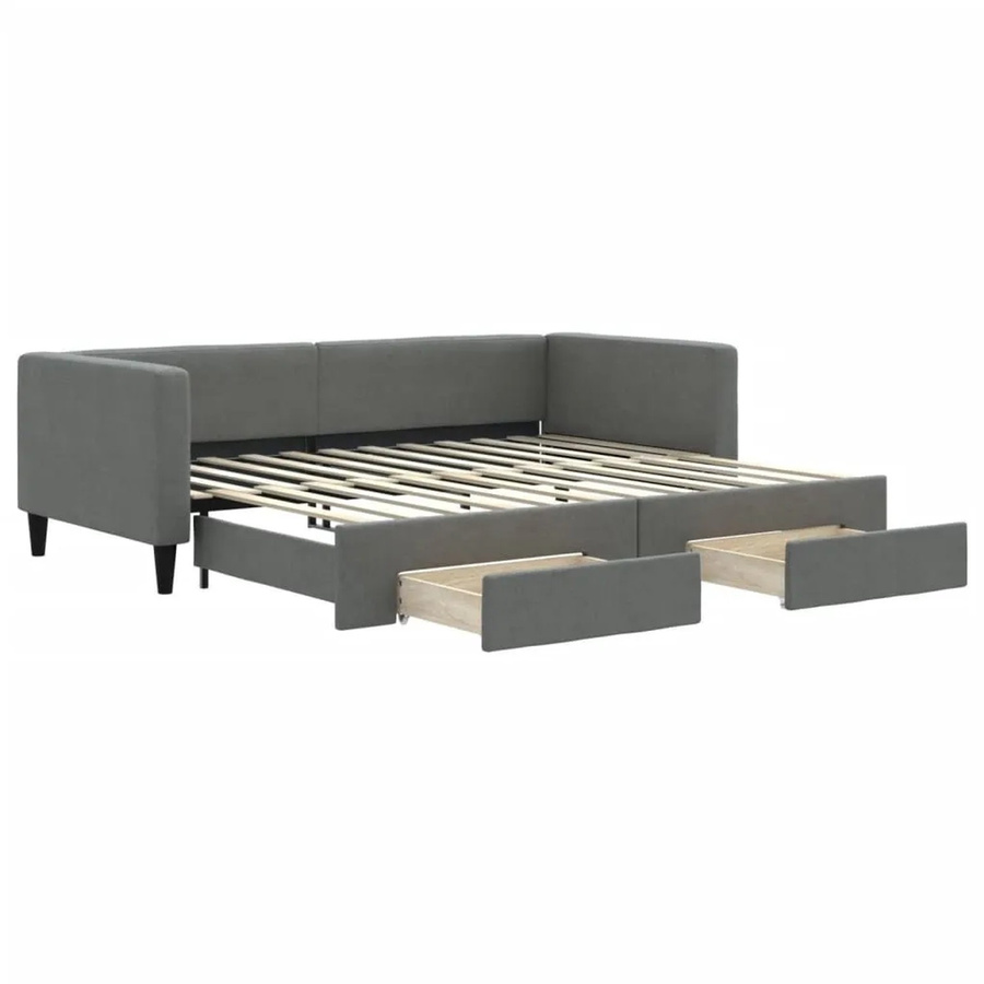 vidaXL Tagesbett ausziehbar mit Schubladen in Dunkelgrau, B/T/H: 90 x 200 x 68 cm - Bild 2